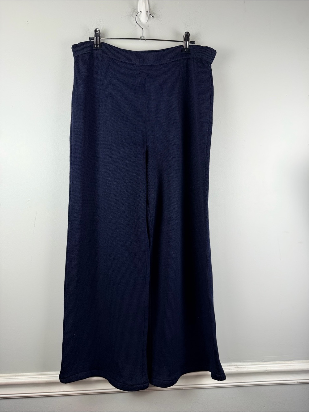 St. John blue Santana knit wool blend pull on trousers size 8